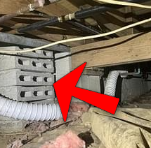 Improperly constructed concrete masonry unit CMU chimney flue.